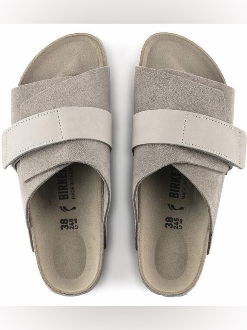 Birkenstock Kyoto Nubuck-Suede Leather Slip On Sandal Slide 39 US 8 stone coin